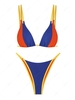 ZAFUL Maillot de Bain Bikini Côtelé en Blocs de Couleurs à Cordon S Bleu