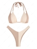 ZAFUL Maillot de Bain Bikini Côtelé en Blocs de Couleurs à Double Bretelle S Café lumière