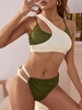 ZAFUL Maillot de Bain Bikini Côtelé en Blocs de Couleurs à Double Couches S Vert profond