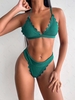 ZAFUL Maillot de Bain Bikini Côtelé Festonné à Jambe Haute L Bleu verdâtre