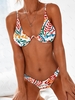 ZAFUL Maillot de Bain Bikini Côtelé Imprimé à Armature L Orange foncé