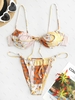 ZAFUL Maillot de Bain Bikini Côtelé Imprimé à Armature Style Bohémien S Orange