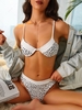 ZAFUL Maillot de Bain Bikini Côtelé Imprimé à Pois à Taille Haute à Armature S Blanc