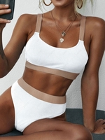 ZAFUL Maillot de Bain Bikini Côtelé Jointif M Blanc