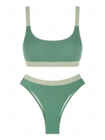 ZAFUL Maillot de Bain Bikini Côtelé Jointif M Vert
