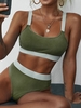 ZAFUL Maillot de Bain Bikini Côtelé Jointif M Vert profond