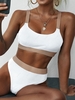 ZAFUL Maillot de Bain Bikini Côtelé Jointif S Blanc