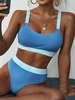 ZAFUL Maillot de Bain Bikini Côtelé Jointif S Bleu
