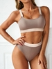 ZAFUL Maillot de Bain Bikini Côtelé Jointif S Café lumière