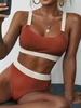 ZAFUL Maillot de Bain Bikini Côtelé Jointif S Café profond