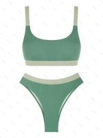 ZAFUL Maillot de Bain Bikini Côtelé Jointif S Vert