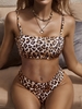 ZAFUL Maillot de Bain Bikini Côtelé Léopard Imprimé à Jambe Haute M Léopard