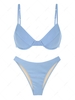 ZAFUL Maillot de Bain Bikini Côtelé Métallique à Armature L Bleu clair
