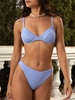 ZAFUL Maillot de Bain Bikini Côtelé Métallique à Armature S Bleu clair
