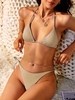 ZAFUL Maillot de Bain Bikini Côtelé Métallisé Noué à Côté à Paillettes S Café lumière
