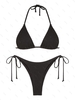 ZAFUL Maillot de Bain Bikini Côtelé Métallisé Noué à Côté à Paillettes S Noir