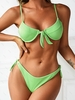ZAFUL Maillot de Bain Bikini Côtelé Noué à Armature L Vert