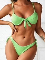ZAFUL Maillot de Bain Bikini Côtelé Noué à Armature S Vert