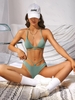 ZAFUL Maillot de Bain Bikini Côtelé Noué à Col Halter M Vert clair