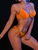 ZAFUL Maillot de Bain Bikini Côtelé Noué à Côté à Armature S Orange foncé
