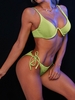 ZAFUL Maillot de Bain Bikini Côtelé Noué à Côté à Armature S Vert serpent