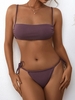 ZAFUL Maillot de Bain Bikini Côtelé Noué à Côté à Cordon L Concorde