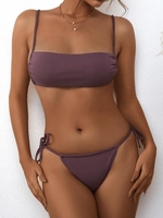 ZAFUL Maillot de Bain Bikini Côtelé Noué à Côté à Cordon L Concorde