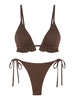 ZAFUL Maillot de Bain Bikini Côtelé Noué à Côté à Volants S Café profond