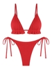 ZAFUL Maillot de Bain Bikini Côtelé Noué à Côté à Volants S Rouge