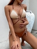 ZAFUL Maillot de Bain Bikini Côtelé Noué à Côté S Café lumière