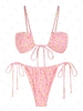 ZAFUL Maillot de Bain Bikini Côtelé Noué à Imprimé Fleuri M Rose clair