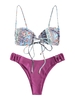 ZAFUL Maillot de Bain Bikini Côtelé Noué en Avant à Imprimé Cachemire Ethnique Taille unique Multi a