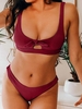 ZAFUL Maillot de Bain Bikini Côtelé Noué M Rouge vineux