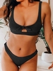 ZAFUL Maillot de Bain Bikini Côtelé Noué S Noir