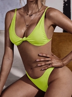 ZAFUL Maillot de Bain Bikini Côtelé Noué S Vert