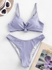 ZAFUL Maillot de Bain Bikini Côtelé Noué Sur le Côté L Violet clair