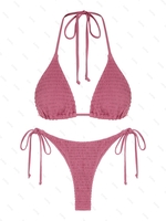 ZAFUL Maillot de Bain Bikini Côtelé Plissé à Cordon M Rose clair