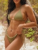 ZAFUL Maillot de Bain Bikini Côtelé Plissé à Cordon M Vert profond