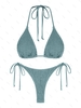 ZAFUL Maillot de Bain Bikini Côtelé Plissé à Cordon S Vert