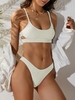 ZAFUL Maillot de Bain Bikini Côtelé Texturé Découpé à Coupe Haute S Jaune clair