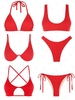 ZAFUL Maillot de Bain Bikini Côtelé Texturé Taille unique Rouge