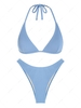 ZAFUL Maillot de Bain Bikini Côtelé Texturé Triangle à Jambe Haute M Bleu