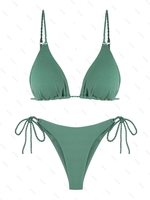 ZAFUL Maillot de Bain Bikini Côtelé Tressé à Bretelle S Vert clair