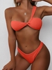 ZAFUL Maillot de Bain Bikini Côtelé Une Epaule à Jambe Haute M Orange