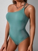 ZAFUL Maillot de Bain Bikini Côtelé Une Épaule à Lacets S Vert clair