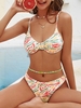 ZAFUL Maillot de Bain Bikini Côtelé Zèbre Rayé à Coupe Haute S