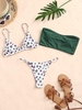 ZAFUL Maillot de Bain Bikini Côtelé à Imprimé Fleur à Taille Basse Trois Pièces M Vert profond