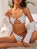 ZAFUL Maillot de Bain Bikini Découpé à Bretelle à Pois à Jambe Haute S Blanc
