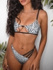 ZAFUL Maillot de Bain Bikini Découpé à Imprimé Animal à Bretelle L Noir