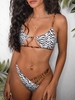 ZAFUL Maillot de Bain Bikini Découpé à Imprimé Animal à Bretelle S